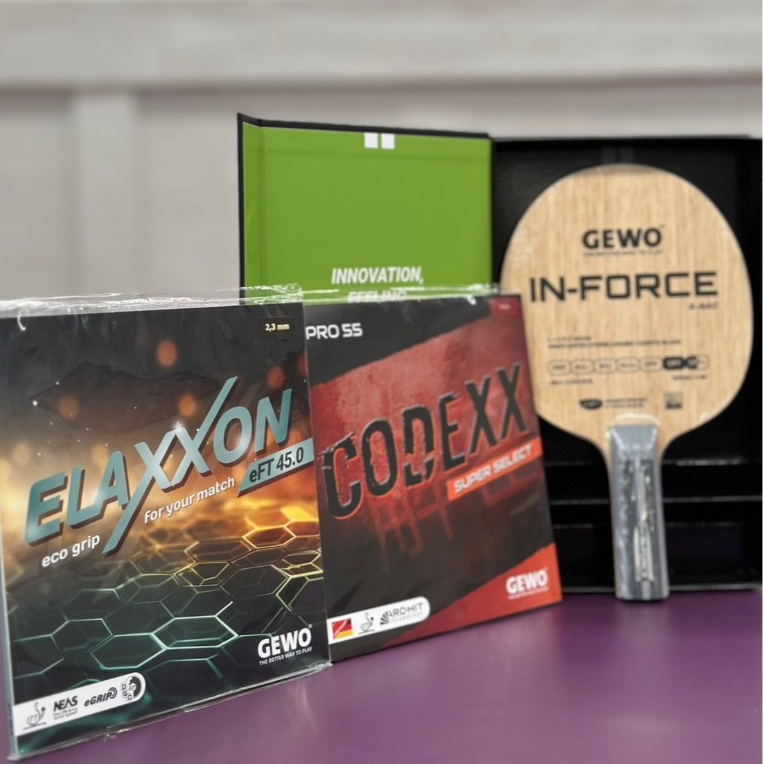 ไม้ปิงปองประกอบ Gewo IN FORCE S HAC OFF ด้าม ST + Gewo Elexon eft45 + Gewo Gewo Codexx Super Select 
