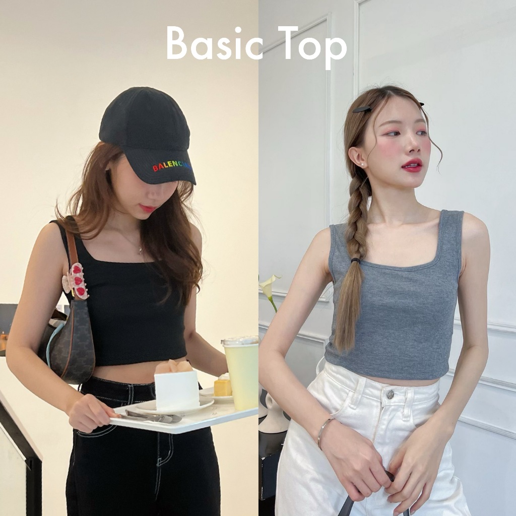 88story.th - Basic top พร้อมส่ง มีราคาส่ง เสื้อกล้ามครอปเบสิคคอเหลี่ยมทรงสวย เนื้อผ้านุ่มสีสวย every