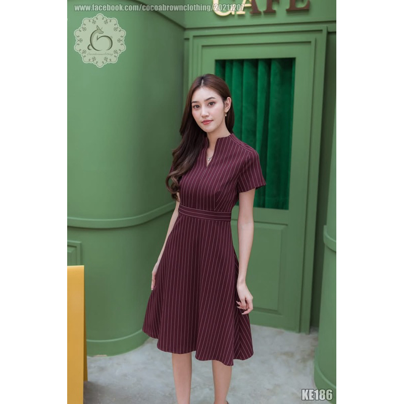 เดรส Cocoa Brown KE186 (สีแดงเลือดหมู) XL มือสองของแม่ค้าเองค่ะ