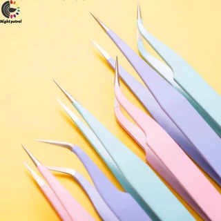 แหนบสเตนเลส หลากสีสัน โค้ง / ตรง TWEEZERS ปากคีบสติ๊กเกอร์ DIY