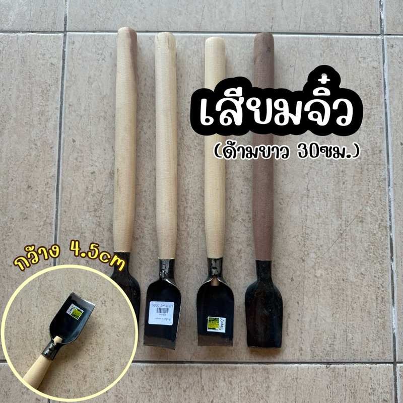 เสียมจิ๋ว ด้ามไม้ เสียมขุดดิน เก็บเห็ด ทำสวน (ด้ามยาว 30cm)