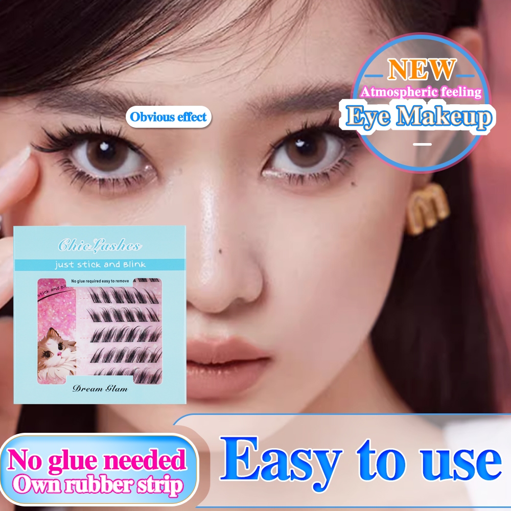 👑 Chiclashesจัดส่งจากประเทศไทยขนตาปลอมแบบมีกาวในตัวน้ำหนักเบาดูเป็นธรรมชาติสวยงาม ติดง่ายใน 1 วินาที