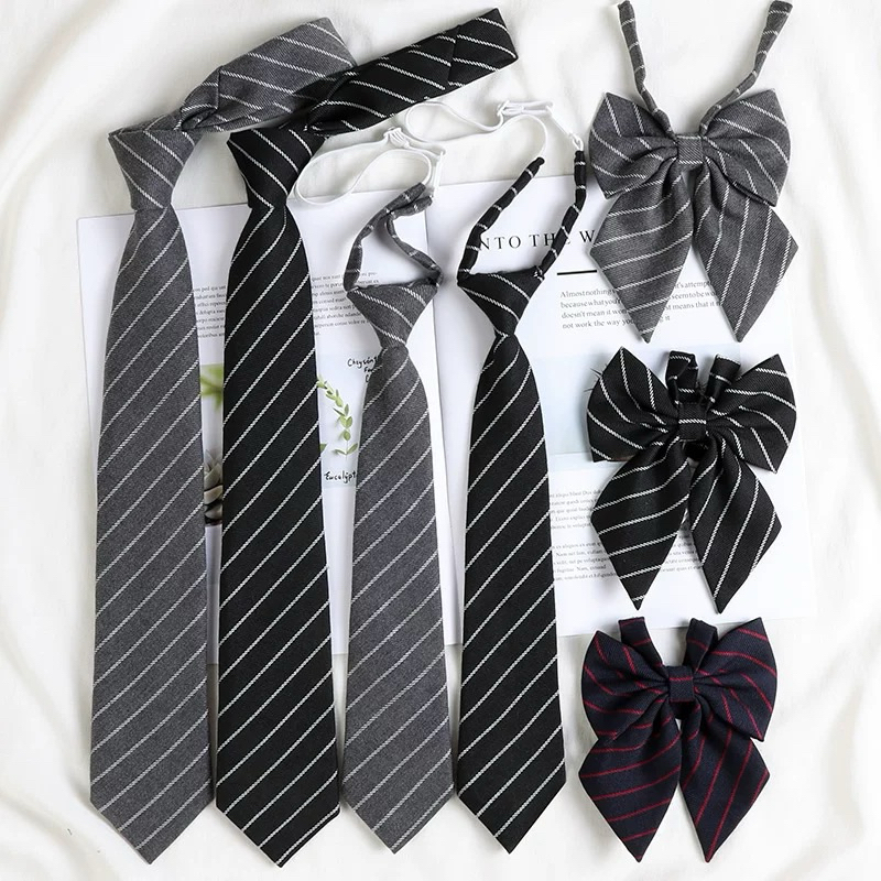🖤(โทนสีดำ/สีเทา) 🎧🌟 ส่งเร็ว 1-2 วันถึง 🐰✨ เนคไทลายทาง/ลายสก็อต necktie (แบบผูกเอง/แบบสำเร็จรูป)