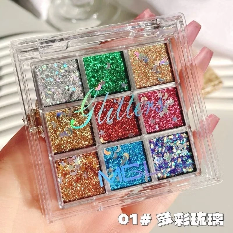 L466 MGL พาเลทอายแชโดว์ กลิตเตอร์ สีชัด แวววาว 9 สี หลากโทนสี กันน้ำ ติดนาน