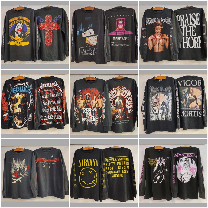 เสื้อแขนยาววินเทจ เสื้อผ้าฟอก เสื้อวง