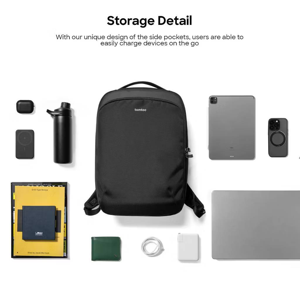 🇹🇭Tomtoc Explorer-T60 Laptop Backpack กระเป๋าเป้สะพายหลัง 16"ดีไซน์เรียบหรู พร้อมความโค้งมน น้ำหนักเบา ทนทาน กันละอองน้ำ