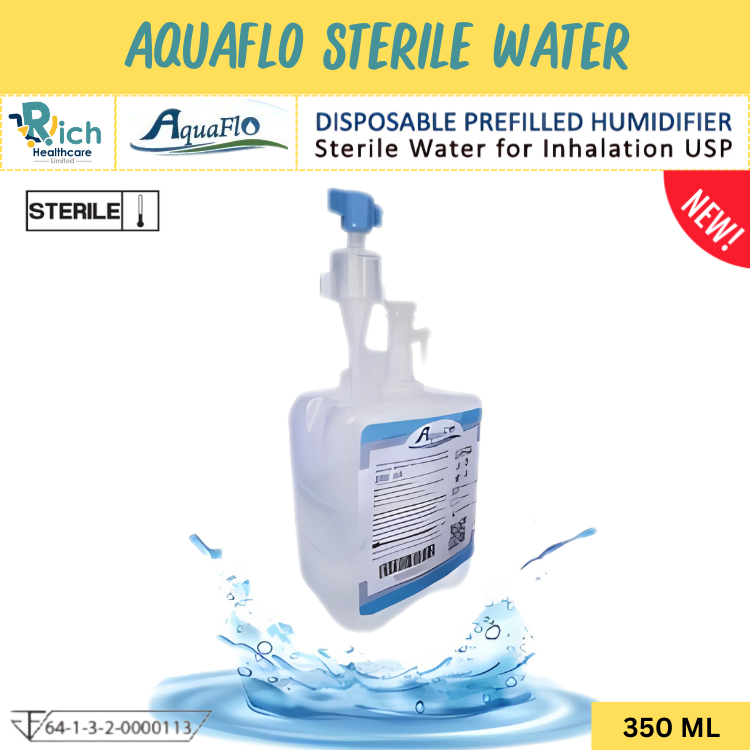 AquaFlo Prefilled Humidifier 350 ml. Sterile Water for Inhalation ขวดน้ำกลั่นสเตอร์ไรด์ 350 มล.