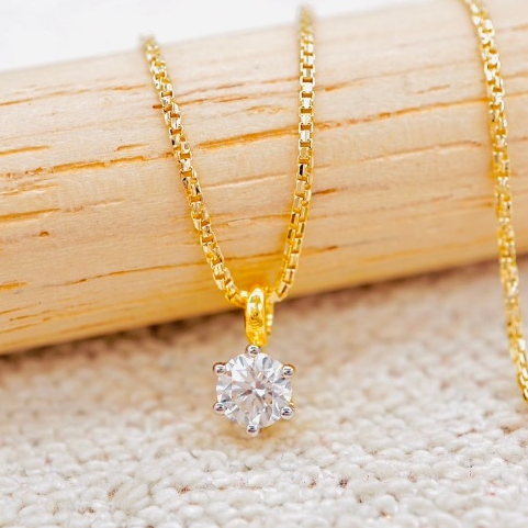 [PCPY JEWELRY] สร้อยคอพร้อมจี้เพชรGIA 0.23 กะรัต 💎 ทองคำแท้9K (ทอง37.5%) เพชรแท้ใบเซอร์GIA [9KPP751]