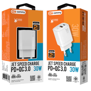 Commy หัวชาร์จเร็ว 18W / 20w / 30w PD+QC มาตรฐาน มอก. รองรับ IP15 IP16 24Ultra
