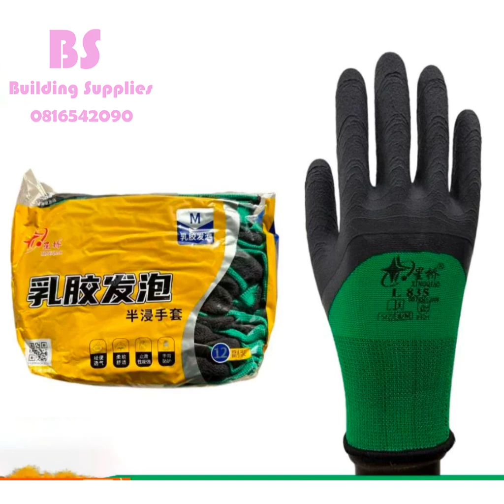 ถุงมือเคลือบยา ยกโหล-12คู่ งถุงมือทำงาน แพ็ค12คู่ พร้อมส่งในกทม ฟรีไซส์