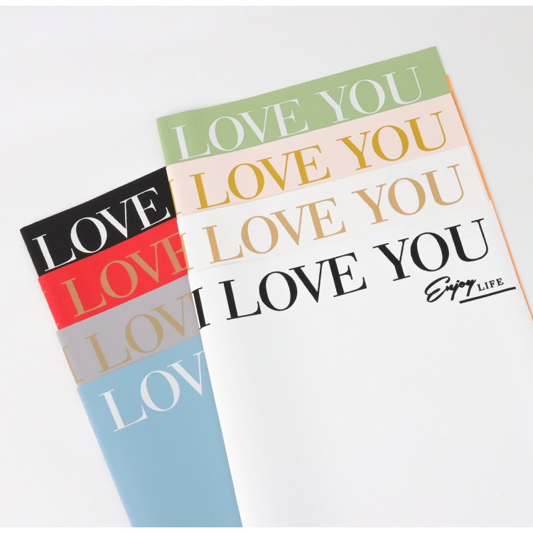กระดาษห่อดอกไม้ ลายตัวอักษร I LOVE YOU