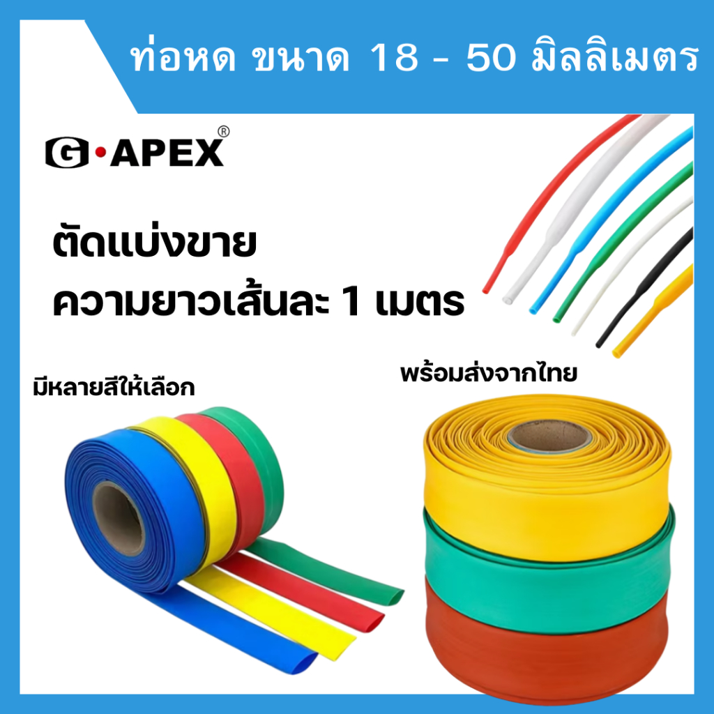ท่อหด ขนาด 18-50 มิลลิเมตร ท่อแบน แบ่งขาย 1 เมตร พร้อมส่งจากไทย โรงงานผลิตเอง