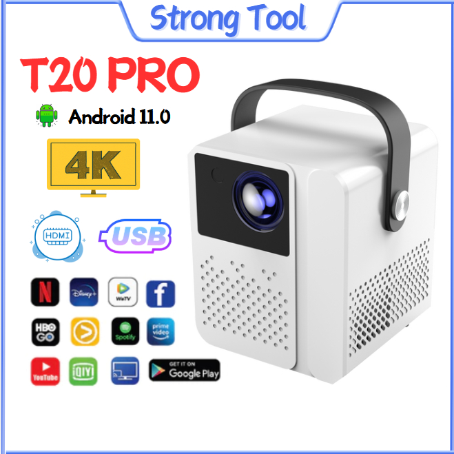 โปรเจคเตอร์ โปรเจคเตอร์มินิ T2 proProjector Full HD ระบบ Android 9.0 เครื่องฉายหนัง โปรเจคเตอร์ดูหนั