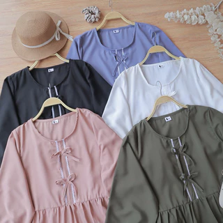 A279 เสื้อคอกลม แต่งโบว์หน้า /อก 42,46