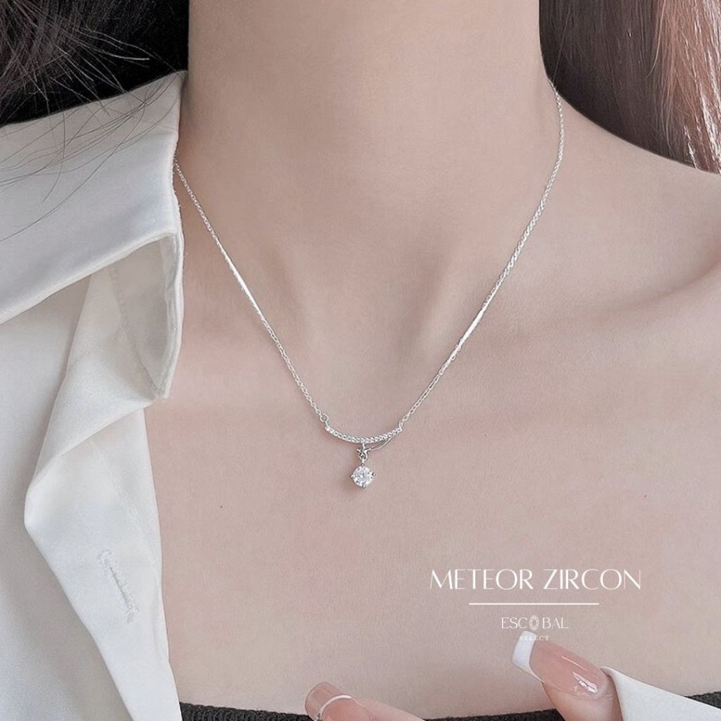 ESCOBAL สร้อยเพชร Meteor Zircon สร้อยเงิน จี้เพชร Moissanite สร้อยคอเงินแท้ สร้อยแฟชั่น วาเลนไทน์