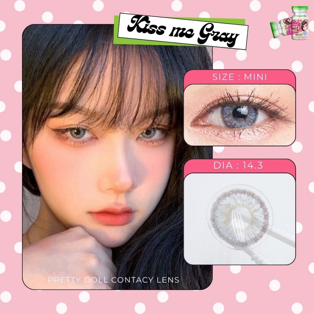 (COD)คอนแทคเลน์ Contactlens รุ่น Kiss me  สายตา+ปกติถึง - 6.00 Prettydoll เลนส์นิ่มใส่สบายตา แถมตลับ