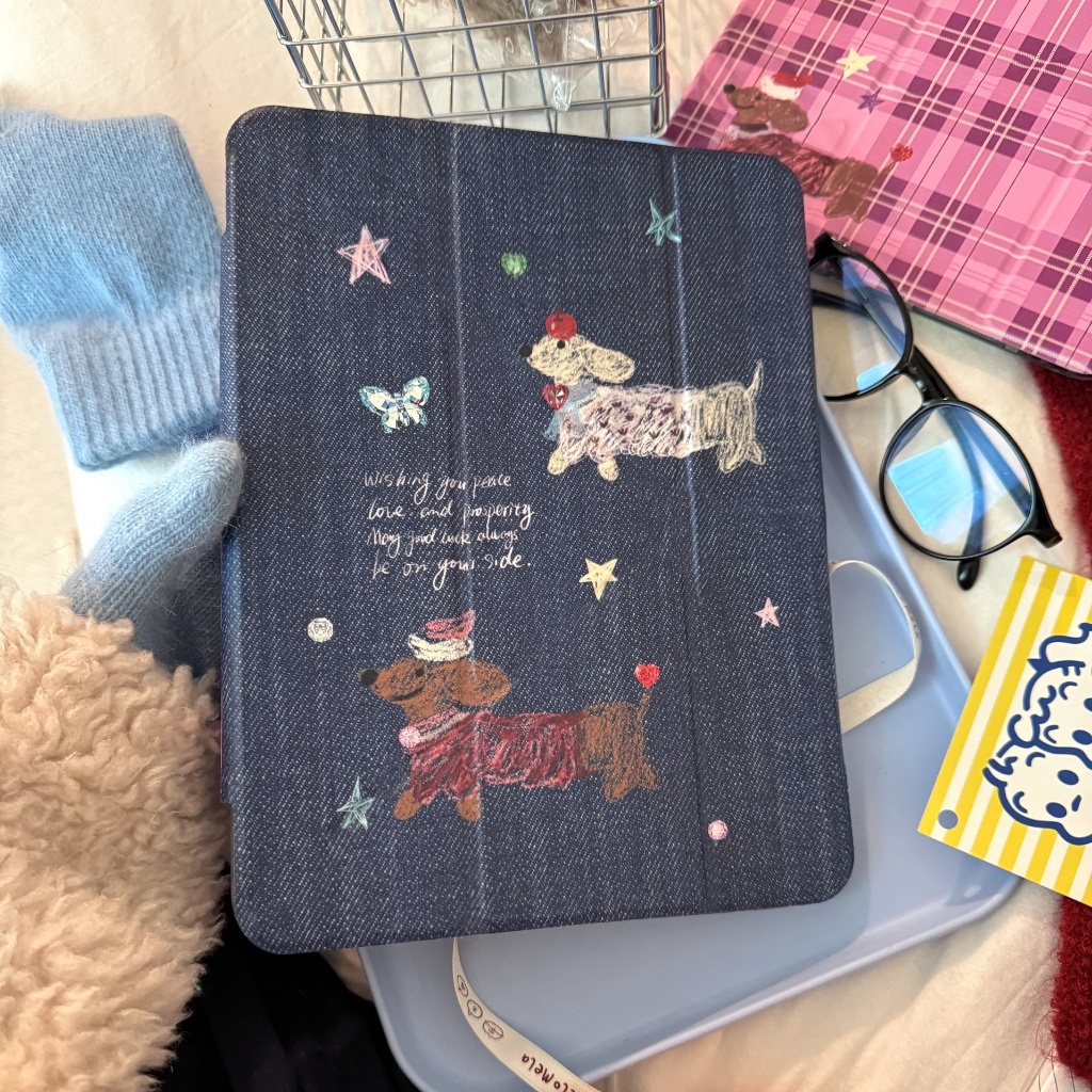 🚀จัดส่งทันที🚀เคสไอแพด ผ้าเดนิม Gen12 Air8/7 11 Pro11 2024 Gen11 ดัชชุนด์ เคสipad Gen11 Air5 10.9