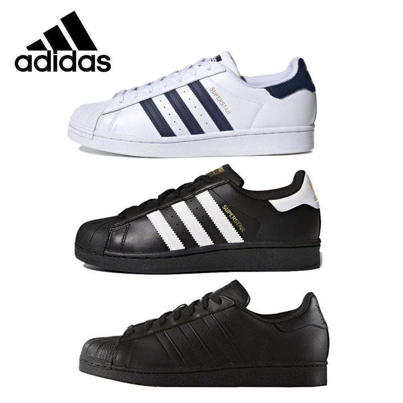 Adidas Originals SUPERSTAR รองเท้าผ้าใบหุ้มข้อต่ำสำหรับผู้ชายและรองเท้าลำลองสำหรับผู้หญิง กันลื่น ดูดซับแรงกระแทก
