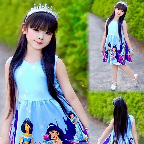 ชุดเจ้าหญิงเด็ก 3-6ปี เดรสเจ้าหญิง ชุดเจ้าหญิงเอลซ่า จัสมิน จินนี่