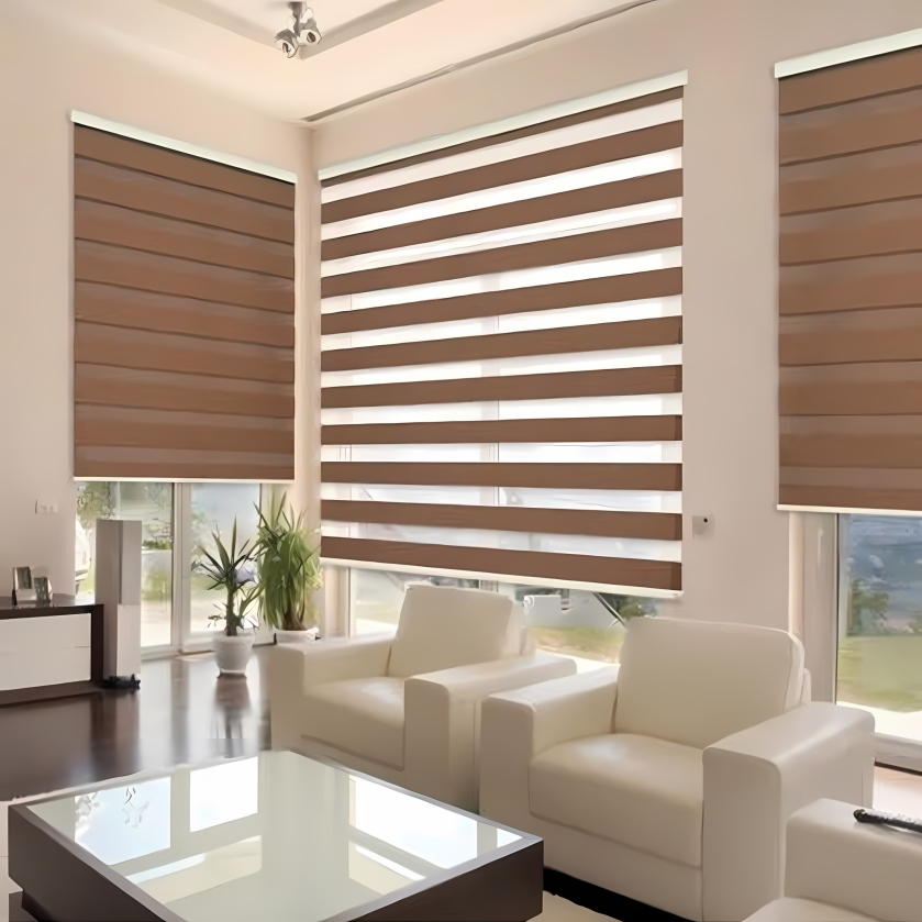 ม่านม้วนแบบพับได้ ดิมเอ้าท์ เมจิกสกรีน มู่ลี่ ดูโอสกรีน ซีบร้าไบลนด์ Zebra Blind ม่านหน้าต่าง 2 ชั้น โซ่ดึง ม่านม้วน