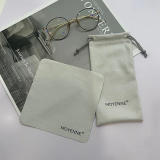 [จัดส่งในกทม] MOYENNE แฟชั่นเกาหลี ผ้าเช็ดแว่น วัสดุหนังกลับ ถุงใส่แว่นตา คุณภาพสูง