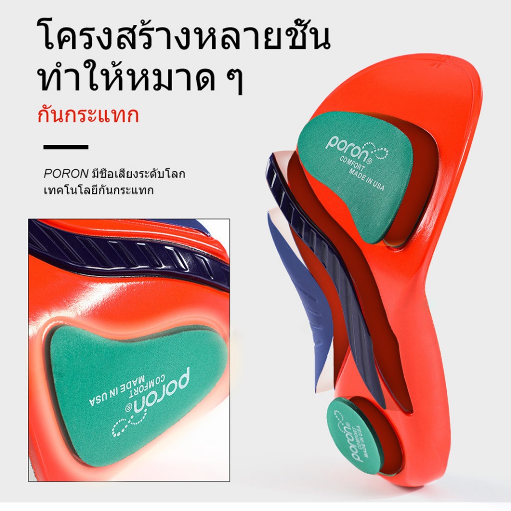Poron พื้นรองเท้าแบบโค้งแบนดูดซับแรงกระแทกบรรเทาอาการปวดส้นเท้า