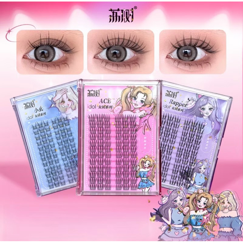 LISHU ฟรีกาวแหนบ! (พร้อมส่ง! จากไทย!!) ขนตาปลอม idol สาว