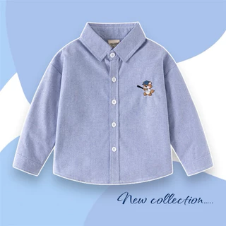 AB247 เสื้อเชิ๊ตเด็ก แขนยาว เสื้อเด็กออกงาน โทนสีสุภาพ พร้อมส่งในไทย