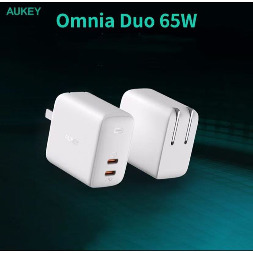 AUKEY หัวชาร์จเร็ว  Omnia Duo 65W With GaNFast Power Tech สำหรับไอโฟน ,Android เทคโนโลยี PPS, PD