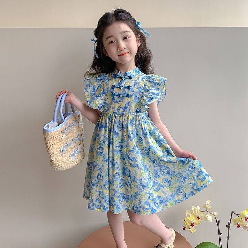 [Y D]🔥พร้อมส่ง🔥ชุดเดรสเจ้าหญิงลายดอกไม้ แฟชั่นใหม่ สไตล์จีน แขนระบาย สำหรับเด็กผู้หญิง#376 - รูปที่ 4