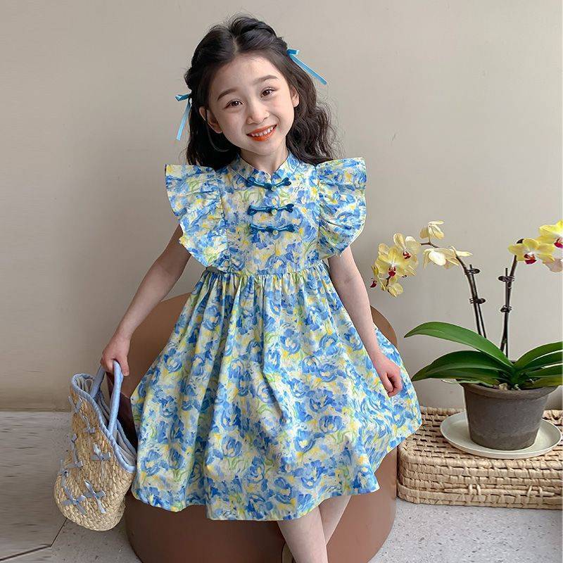 [Y D]🔥พร้อมส่ง🔥ชุดเดรสเจ้าหญิงลายดอกไม้ แฟชั่นใหม่ สไตล์จีน แขนระบาย สำหรับเด็กผู้หญิง#376 - รูปที่ 3