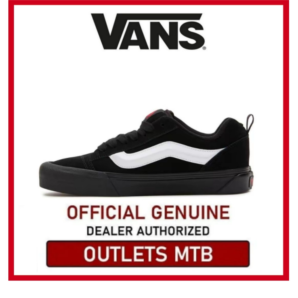 【100%Original】Vans Knu Skool Black And White Low Top Unisex Leisure Running Shoes VN0009QCBMA