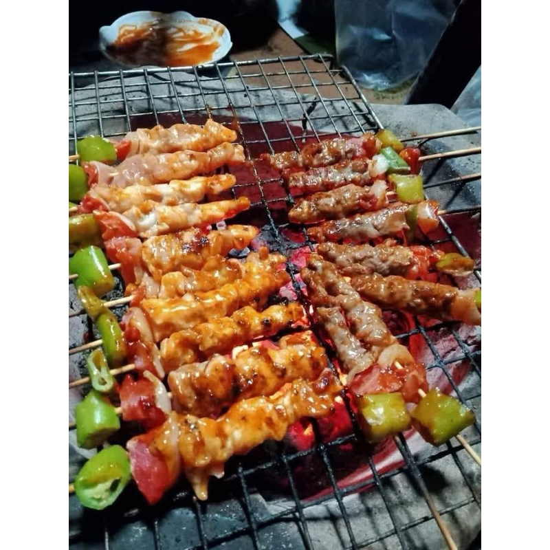 บาร์บีคิวเนื้อ บาร์บีคิวไก่ ฮาลาล แพค 10 ไม้ ฟรีซอส