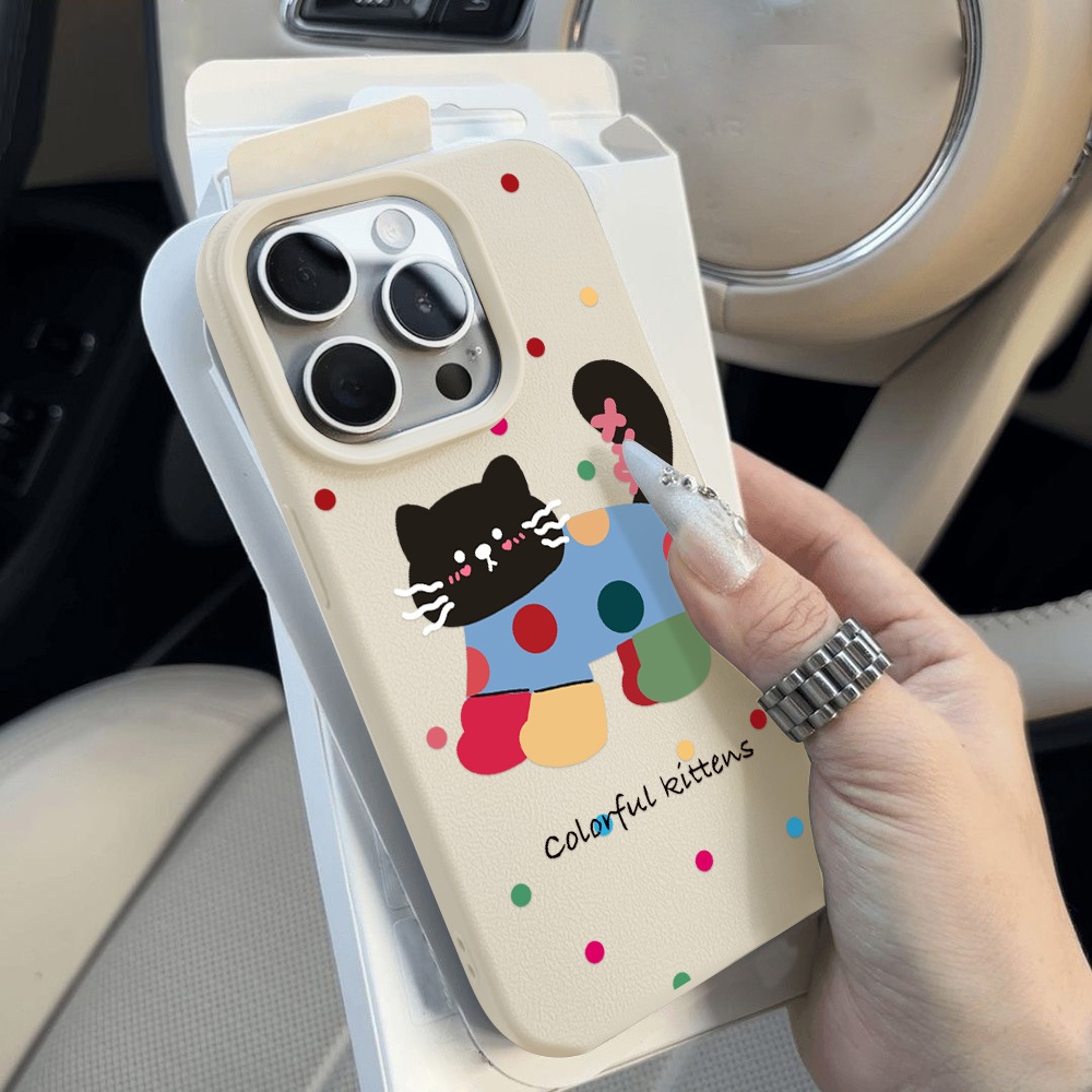 เคสโทรศัพท์มือถือเนื้อผิว for iPhone 11 13 16 ProMax iPhone 14 15 ProMax 12 13 ProMax 16 Plus 13 Pro 14 Pro แมว