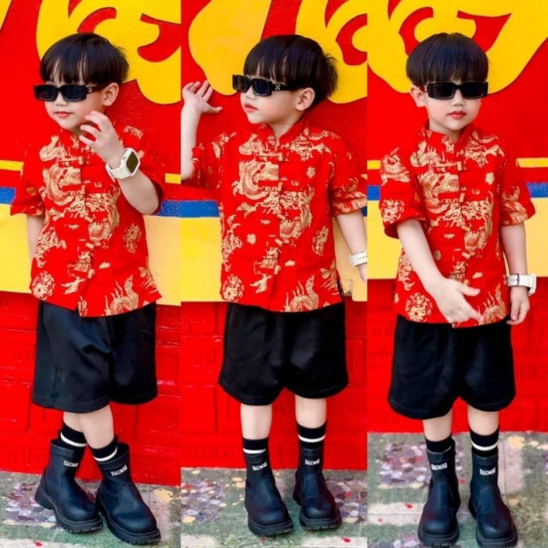 Kc // เสื้อเชิ้ตตรุษจีนเด็กชาย คอจีน กระดุมสไตล์จีน​ เท่ๆ​ หล่อสุดๆ งานนี้ต้องมี