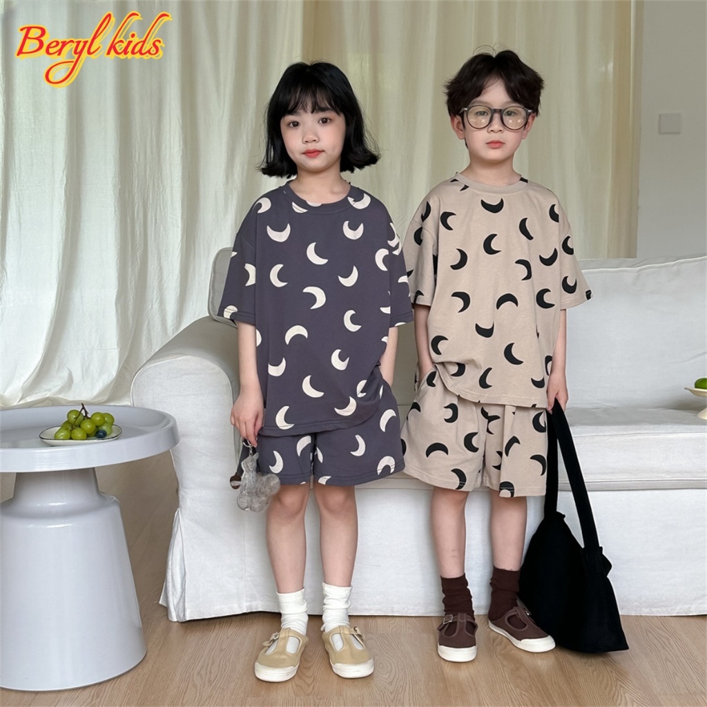 Beryl kids🌸ชุดเซทเด็กฤดูร้อน🎀ชุดแขนสั้น เวอร์ชั่นเกาหลี พิมพ์ลายน่ารัก ชุดลำลองสองชิ้น สำหรับเด็กชายและเด็กหญิง