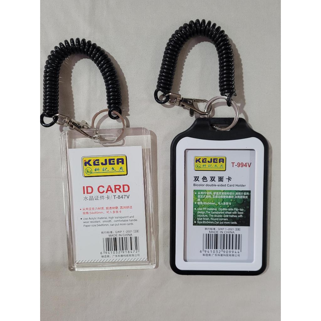 T-994/ T-847 กรอบพลาสติกใส่่บัตรพนักงานแนวตั้งพร้อม สายสปริง พวงกุญแจ คล้องข้อมือได้ (แพ็ค 1ชุด)