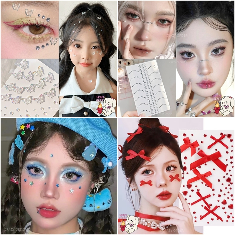 🔥 พร้อมส่งจาก กทม.- มีบริการส่งด่วน 🔥ชุด 1 Body Face Gems สติกเกอร์ตกแต่งใบหน้า