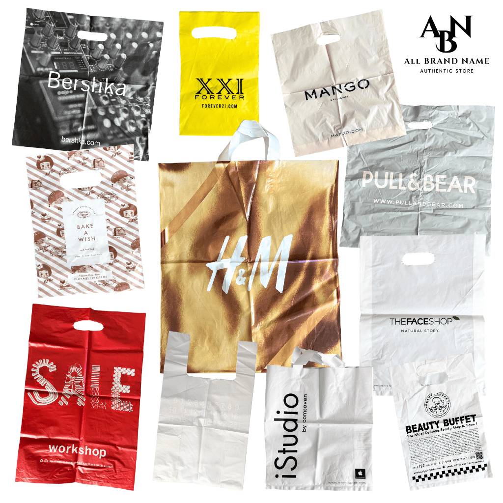 Shopping Bag ถุงช้อปปิ้งพลาสติก Zara H&M Mango Berska Workshop TheFaceShop Bake A Wish Forever21 etc