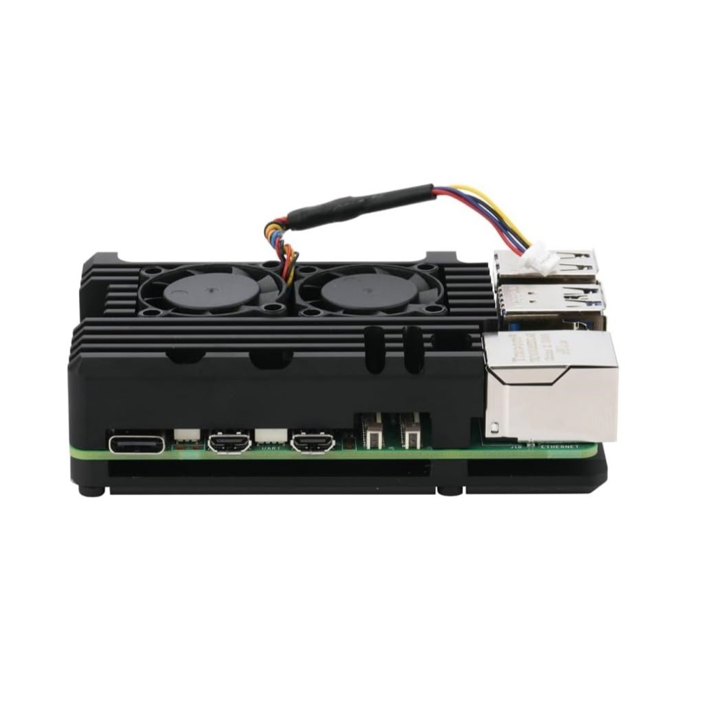 Raspberry Pi 5 Case Metal Shell with Cooling Fan เคสอลูมิเนียมพร้อมพัดลมทำความเย็นซิลิโคนฮีทซิงค์ตัวทำความเย็น