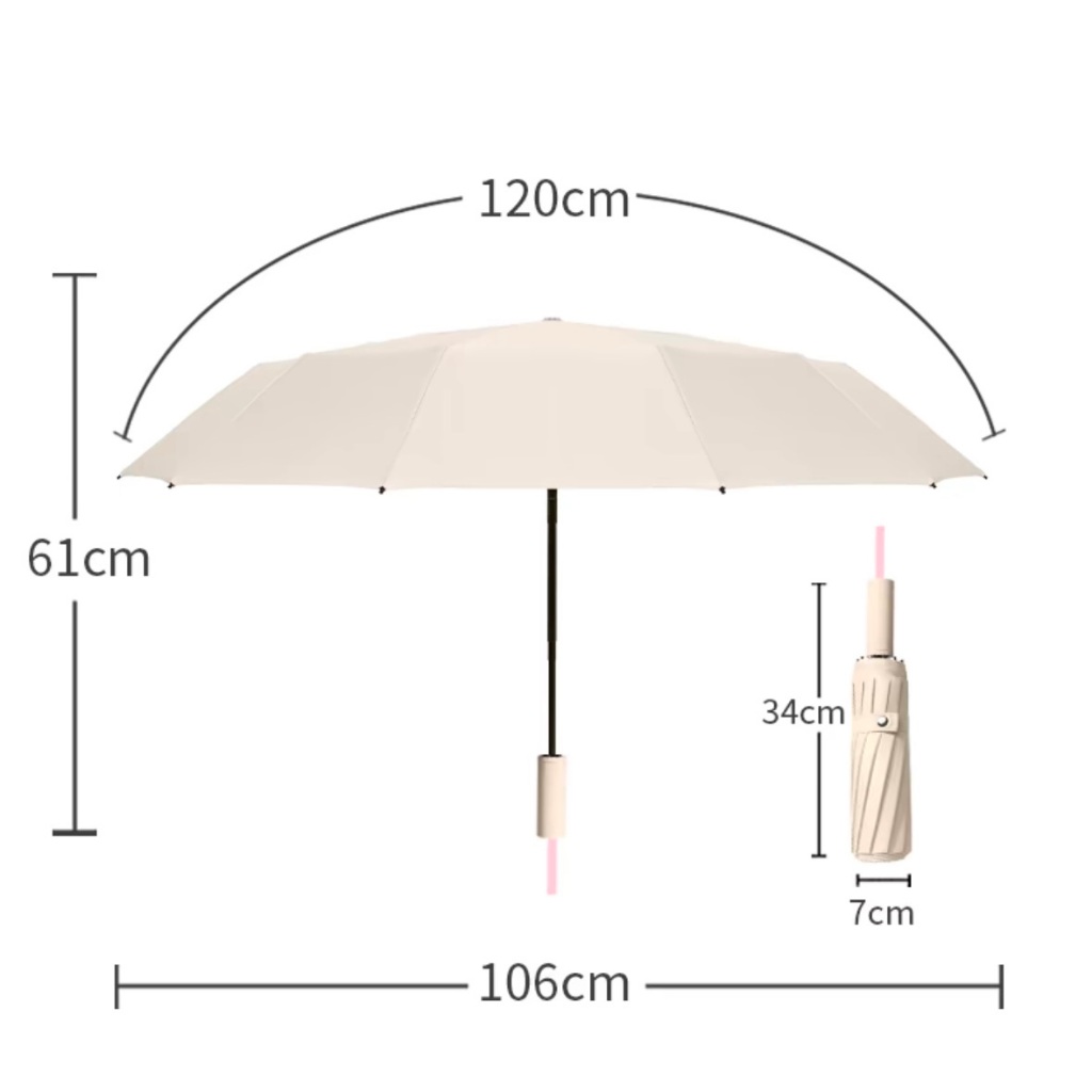 PANDA ร่ม ร่มอัตโนมัติ สีพื้น กันฝนกันแดดกันUV พกพาสะดวก น้ำหนักเบา Umbrella ระบบเปิด-ปิดออโต้ ส่งจากไทย NO:UV26 รูปที่ 5