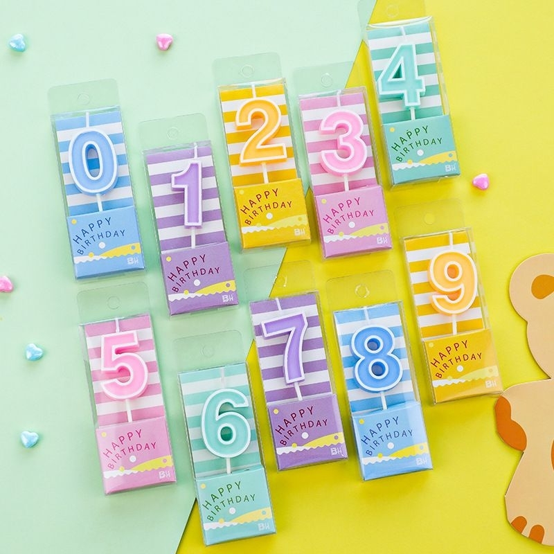เทียนตัวเลขสีพาสเทลN(กล่อง)ขายปลีก พร้อมส่ง สุ่มสี