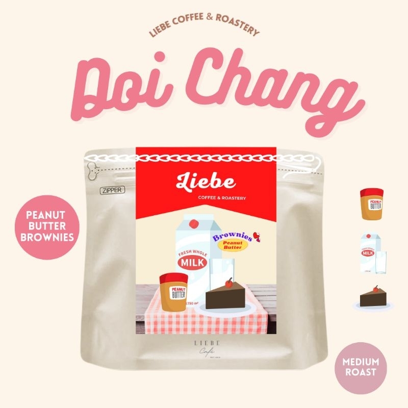 Peanut Butter Brownie เมล็ดกาแฟ ดอยช้าง อราบิก้า 100% คั่วใหม่ < Medium Roast >