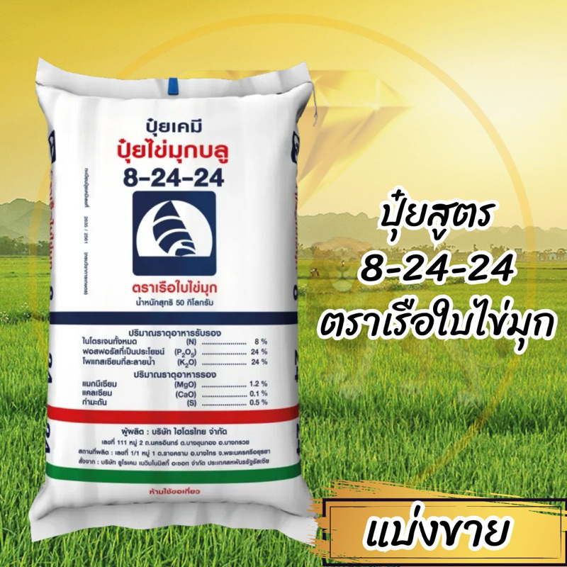 ปุ๋ยสูตร 8-24-24 ตราเรือใบไข่มุก ขนาด1 กิโลกรัม