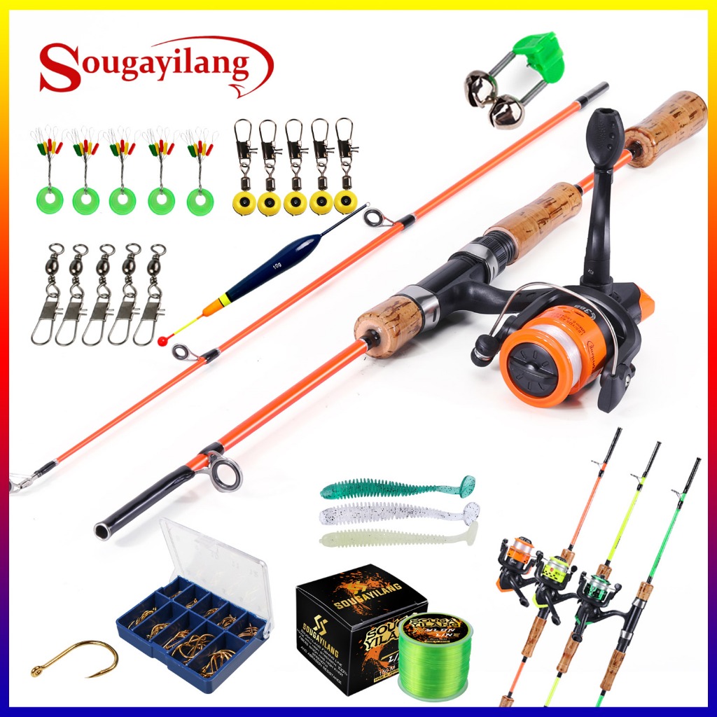Sougayilang 1.2 / 1.65M ความไวสูงเรซินตกปลาคันเบ็ดครบชุดสำหรับน้ำทะเล / น้ำจืด