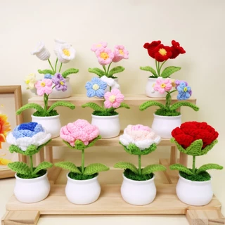 ดอกทานตะวันโครเชต์ handmade - กระถางตกแต่งบ้าน ของขวัญวันสำคัญ ส่งจากกรุงเทพฯ