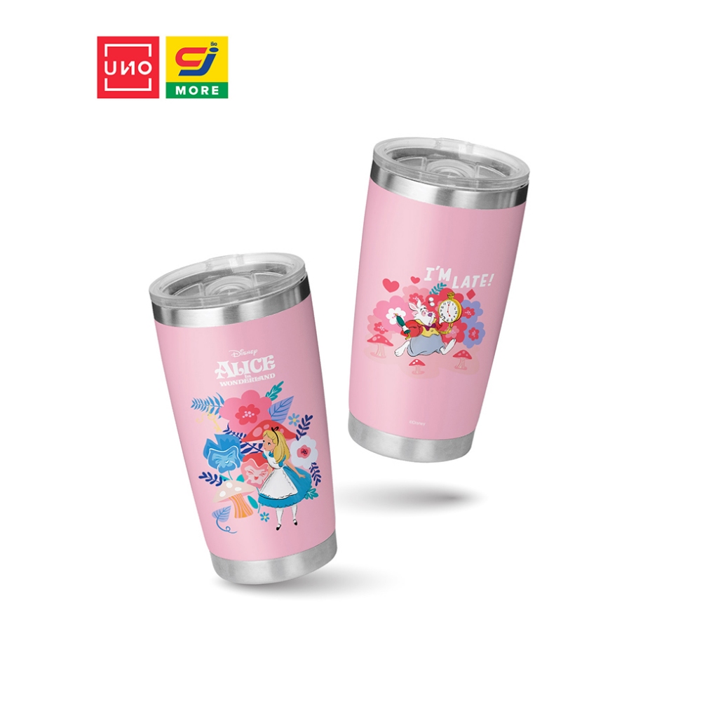 UNO แก้วน้ำเก็บความเย็น สีชมพู อลิซ ขนาด 18oz  Disney Classics  ลิขสิทธิ์แท้