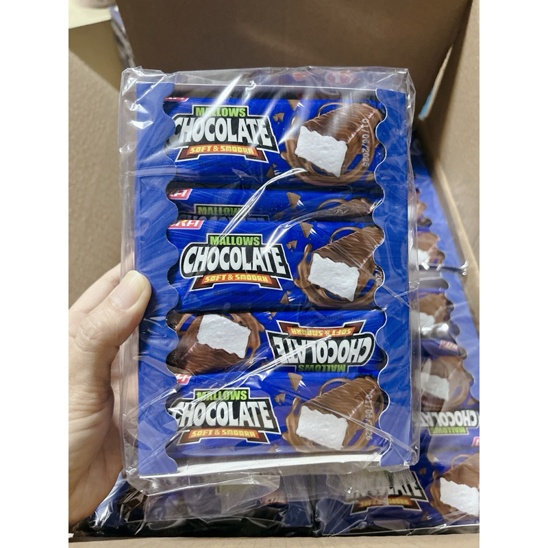 พร้อมส่ง Mallows Chocolate Soft&Smoorh มาร์ชเมลโล่ช็อกโกแลต 24ชิ้น