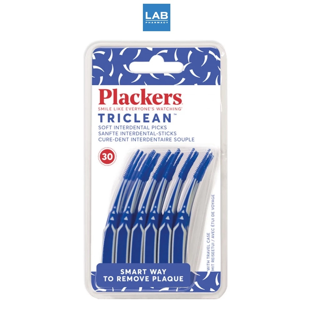 Plackers TriClean 30 pcs - พลัคเกอร์ ไม้ทำความสะอาดซอกฟัน 1 แพ็ค บรรจุ 30 ชิ้น