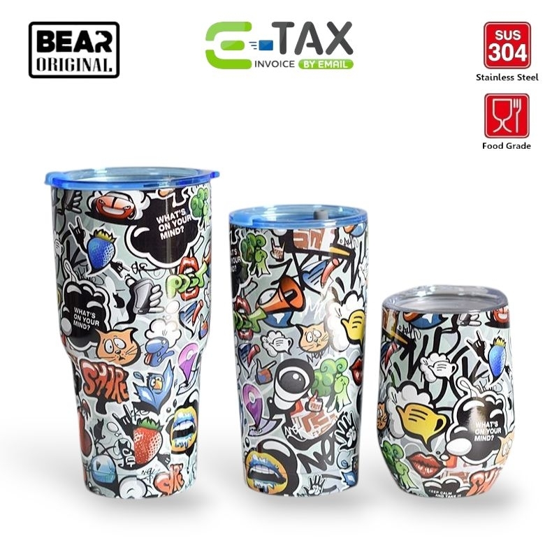 เเก้ว BEAR  ลายกราฟิคตี้ 3D ของเเท้ ขนาด20 ออนส์
